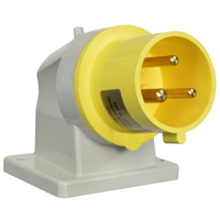 Pin and Sleeve Inlet Devices 888-631316 IEC 60309 Surface Mount Inlet Down Angled Type, IP44 Rated, 30 Amp 120 Volt, 4H, IEC 309 International Pin and Sleeve Devices 